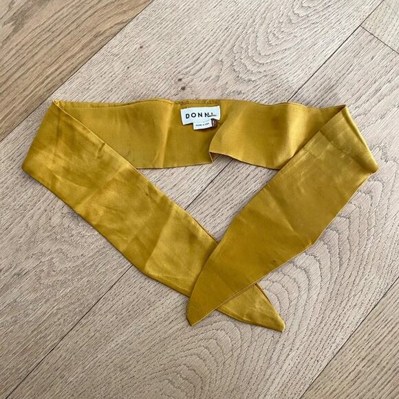 Donni Skinny Silk Scarf Choker in Mustard Gold - Picture 1 of 4
